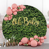 Lofaris Gold Oh Baby Green Grass Circle Shower Backdrop