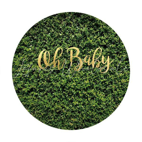 Lofaris Gold Oh Baby Green Grass Circle Shower Backdrop