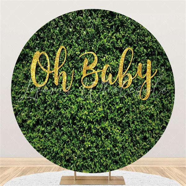 Lofaris Gold Oh Baby Simple Circle Shower Party Backdrop