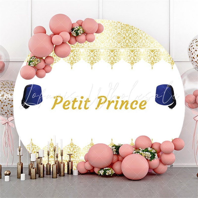 Lofaris Gold Petit Prince Round White Baby Shower Backdrop