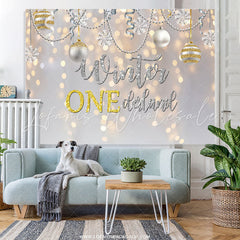 Lofaris Gold Silver Winter One Derland Bauble Birthday Backdrop