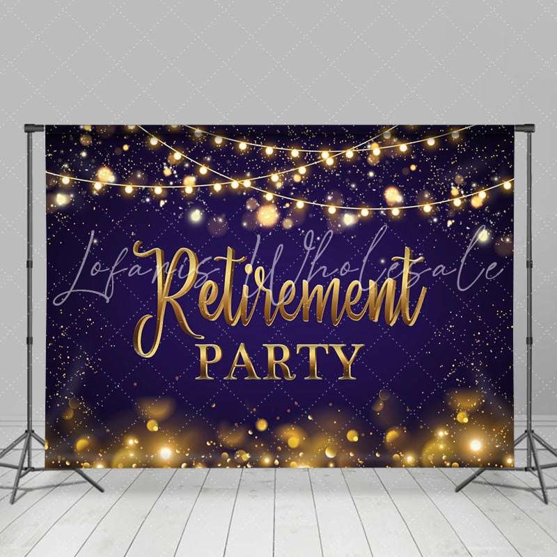 Lofaris Gold Sparkling Bokeh Royal Purple Retirement Backdrop
