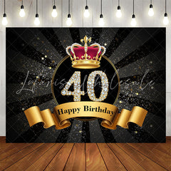 Lofaris Gold Sparkling Crown Black 40th Birthday Backdrop