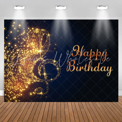 Lofaris Gold Sparkling Music Note Black Birthday Backdrop