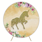 Gold Unicorn Round Backdrop for Magical Vibes Party