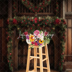 Lofaris Gold Vintage Wall Bell Green Leaf Christmas Backdrop