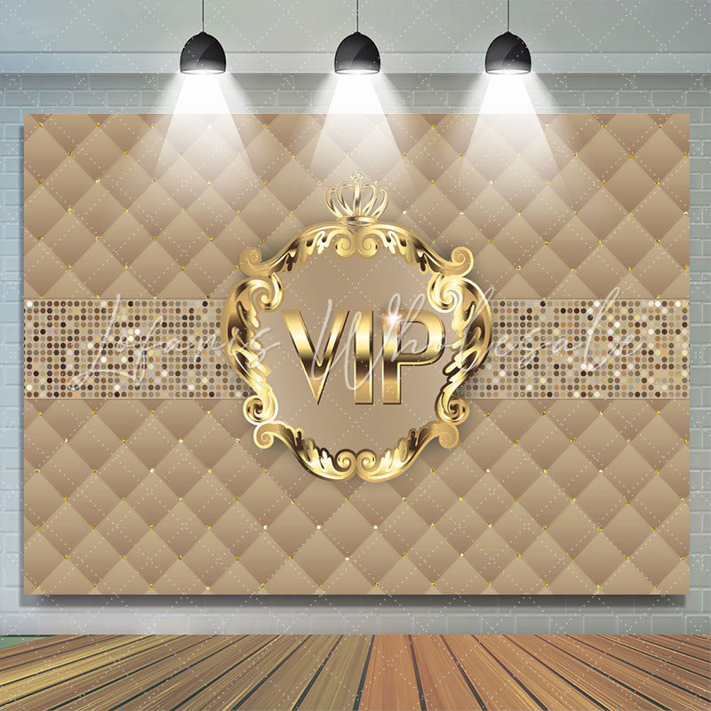 Lofaris Gold Vip With Crown Birthday Party Backdrop For Woman