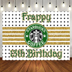 Lofaris Gold White Black Coffee Theme 13th Birthday Backdrop