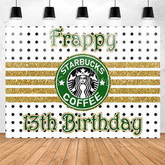 Lofaris Gold White Black Coffee Theme 13th Birthday Backdrop