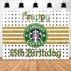 Lofaris Gold White Black Coffee Theme 13th Birthday Backdrop