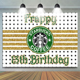 Lofaris Gold White Black Coffee Theme 13th Birthday Backdrop
