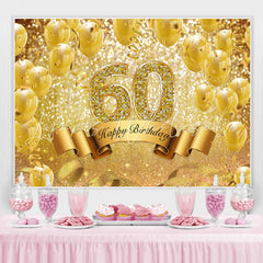 Lofaris Golded Glitter Ballons 60th Happy Birthday Backdrop