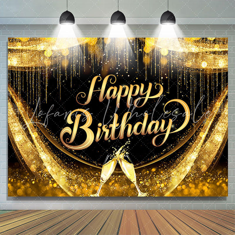 Lofaris Golden Age Champagne Cup Happy Birthday Backdrop