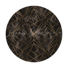 Lofaris Golden And Black Geometric Patterns Circle Backdrop
