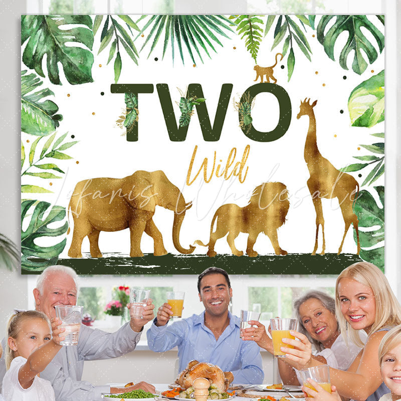 Lofaris Golden And Green Safaris Happy 2Nd Birthday Backdrop