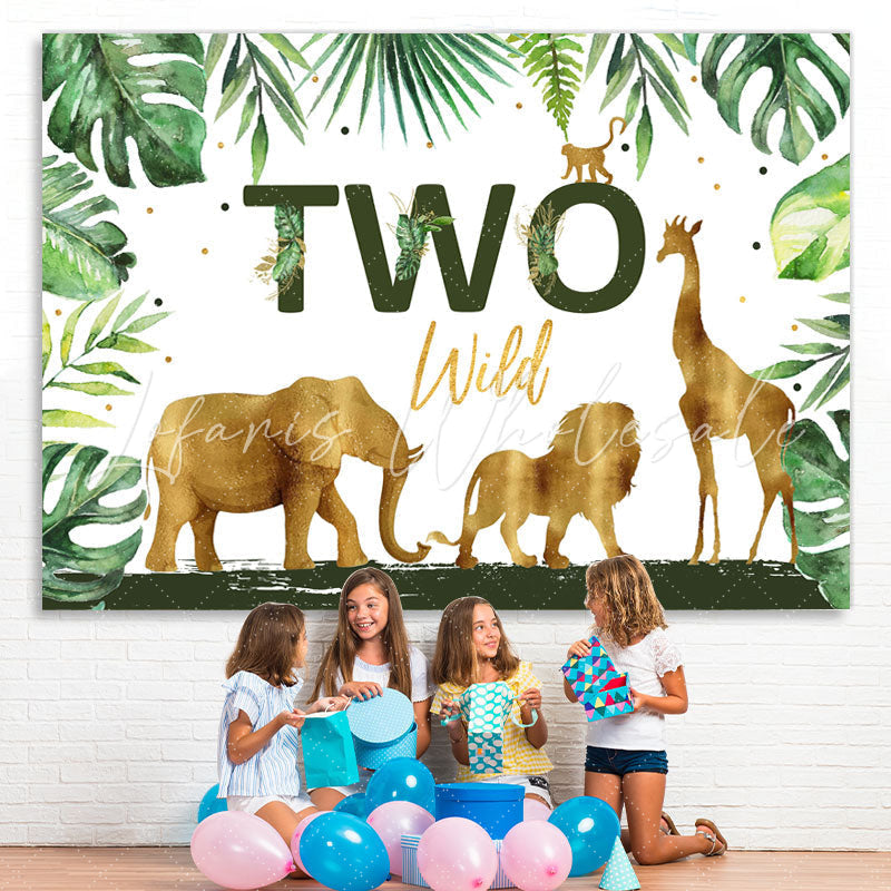 Lofaris Golden And Green Safaris Happy 2Nd Birthday Backdrop