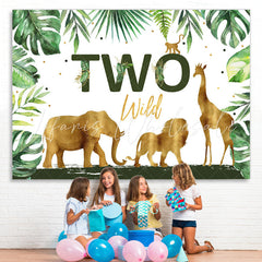 Lofaris Golden And Green Safaris Happy 2Nd Birthday Backdrop