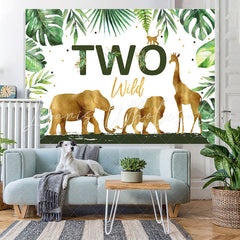 Lofaris Golden And Green Safaris Happy 2Nd Birthday Backdrop