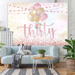 Lofaris Golden and Pink Balloon Backdrop for Thirty Birthday