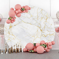 Lofaris Golden And White Marble Round Birthday Backdrop