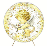 Golden Angel Round Backdrop for Heavenly Celebration
