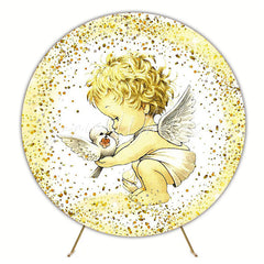 Golden Angel Round Backdrop for Heavenly Celebration