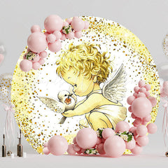 Golden Angel Round Backdrop for Heavenly Celebration