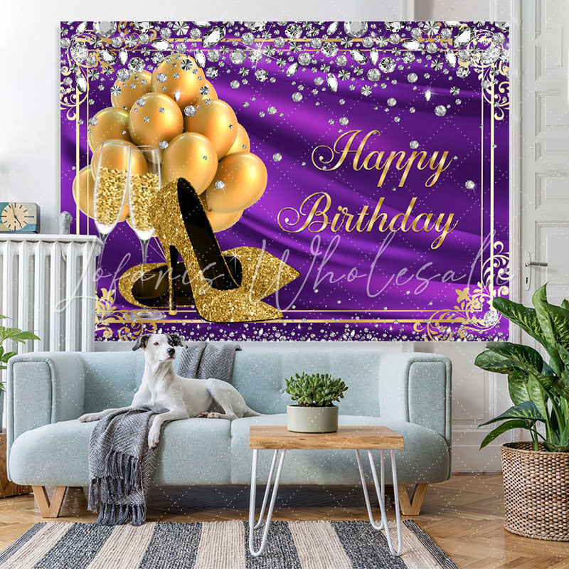 Lofaris Golden Balloon and High Heel Diamond Birthday Backdorp