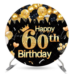 Lofaris Golden Balloon Round 60th Birthday Backdrop Cover