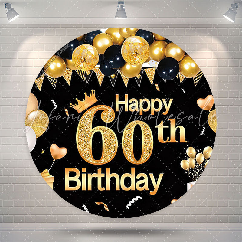 Lofaris Golden Balloon Round 60th Birthday Backdrop Cover