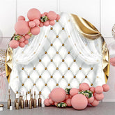 Lofaris Golden Beads White Birthday Round Backdrop For Girl