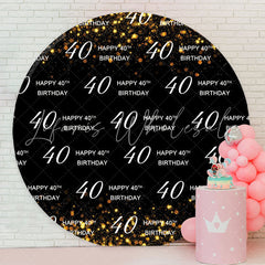 Lofaris Golden Black Happy 40th Birthday Round Backdrop
