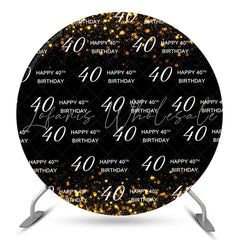 Lofaris Golden Black Happy 40th Birthday Round Backdrop