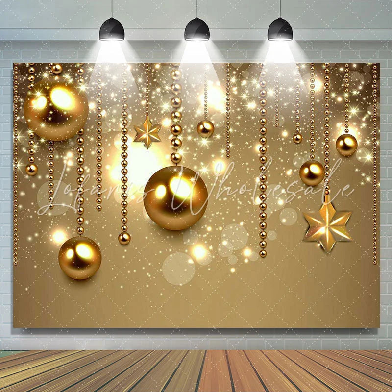 Lofaris Golden bokeh Hexagonal star golden globe Photo backdrop