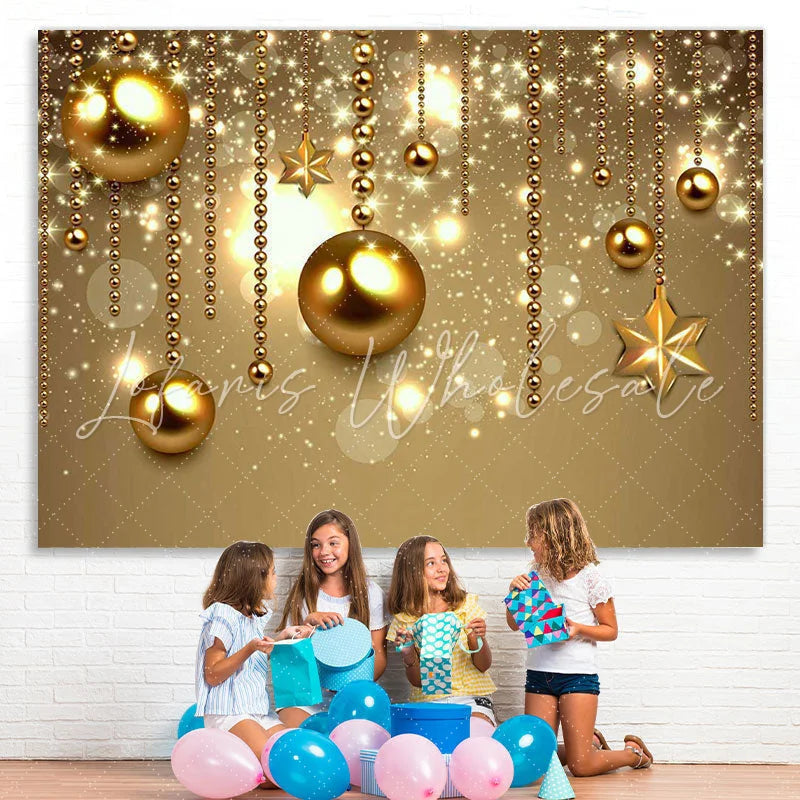Lofaris Golden bokeh Hexagonal star golden globe Photo backdrop