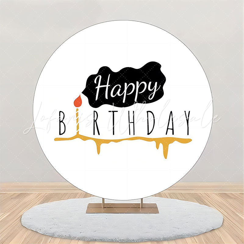 Lofaris Golden Candle Black Smog Round Birthday Backdrop