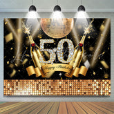 Lofaris Golden Champagne Ball Glitter 50th Birthday Backdrop
