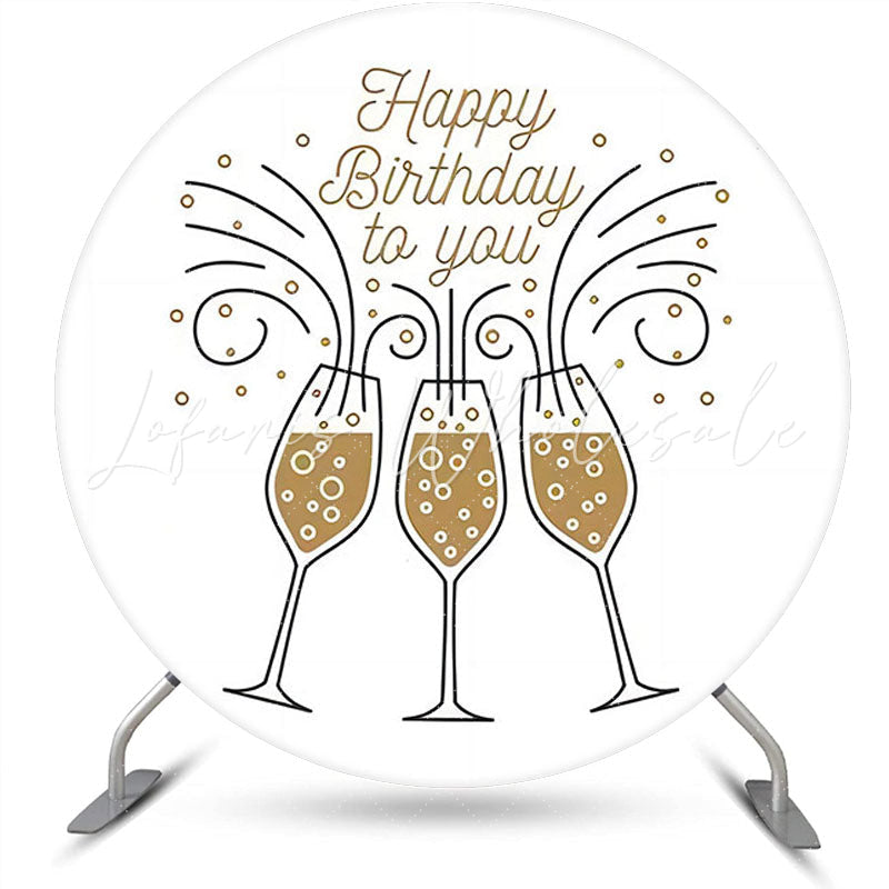Lofaris Golden Champagne Simple Round Birthday Backdrop