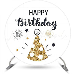 Lofaris Golden Dot Hat Spark Simple Round Birthday Backdrop