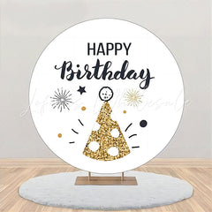 Lofaris Golden Dot Hat Spark Simple Round Birthday Backdrop