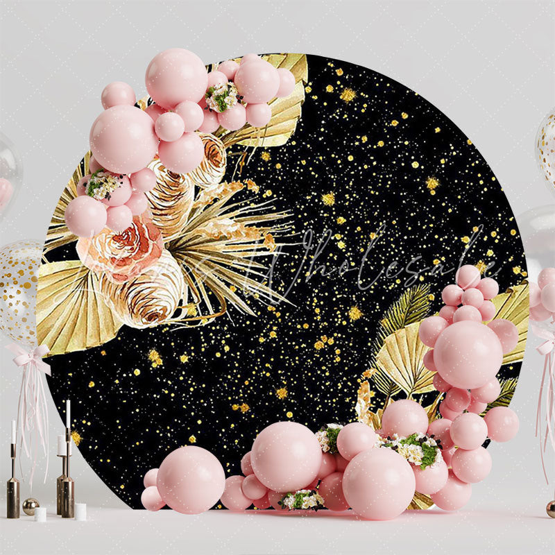 Golden Floral Elegant Round Backdrop for Special Occasion