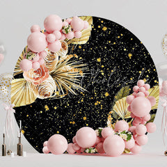 Golden Floral Elegant Round Backdrop for Special Occasion