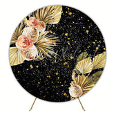 Golden Floral Elegant Round Backdrop for Special Occasion