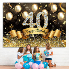 Lofaris Golden Glitter 40th Ballons Bokeh Birthday Backdrop