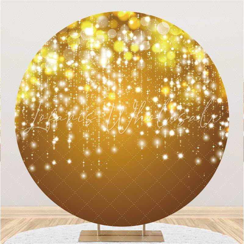 Lofaris Golden Glitter Bokeh Simple Circle Birthday Backdrop