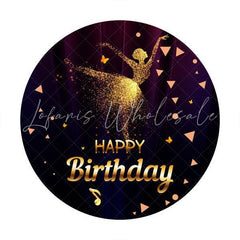 Lofaris Golden Glitter Dancer Round Birthday Backdrop For Girl