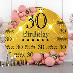 Lofaris Golden Glitter Round 30th Birthday Backdrop Cover