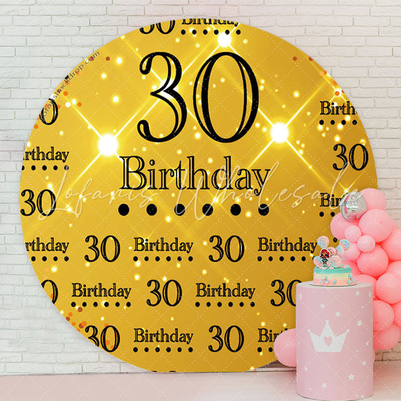 Lofaris Golden Glitter Round 30th Birthday Backdrop Cover