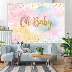 Lofaris Golden Glitter Sky Cloud Baby Shower Backdrop