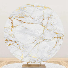Lofaris Golden Grey Texture Marble Round Birthday Backdrop